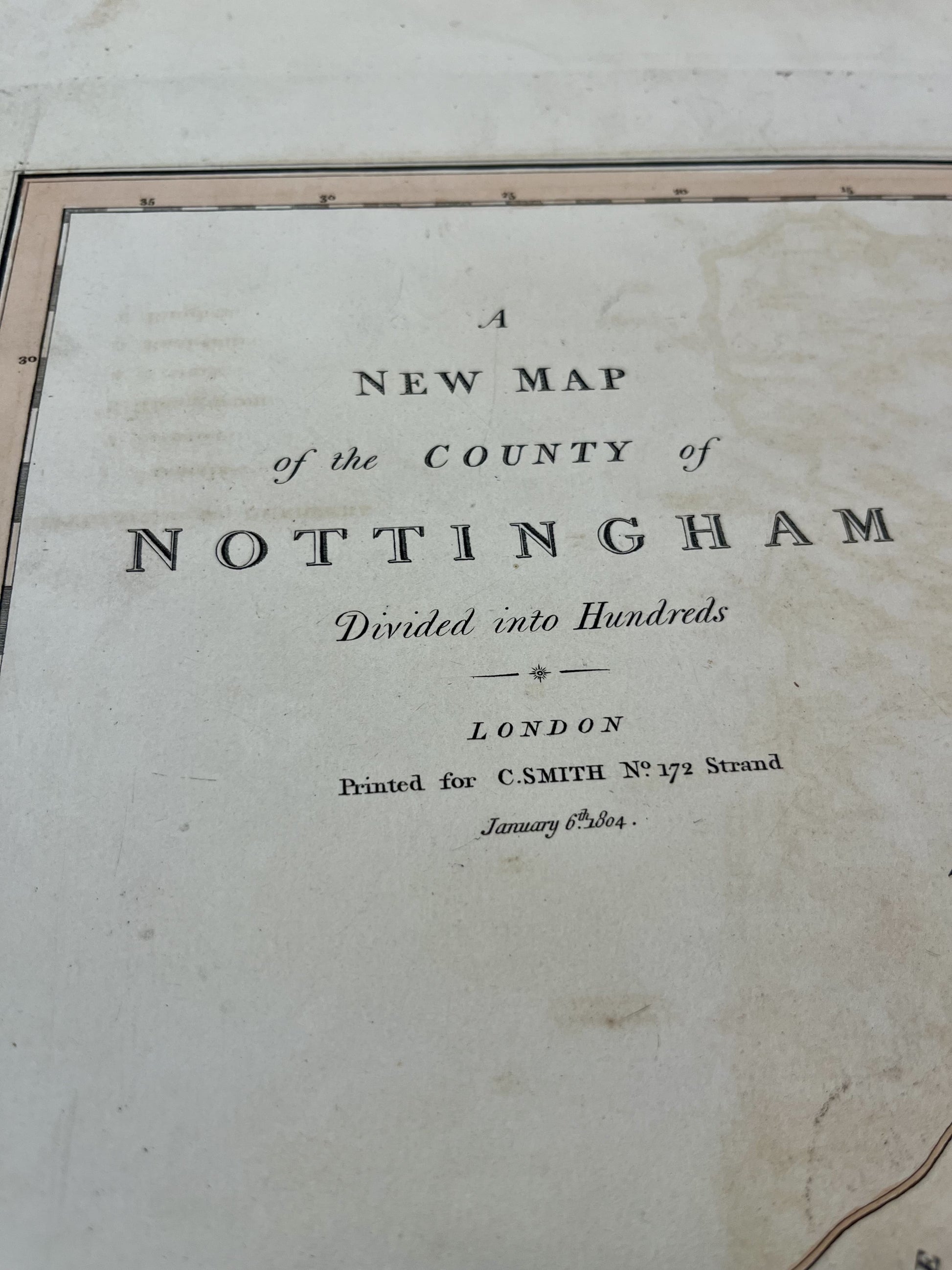 Old map Nottingham county England