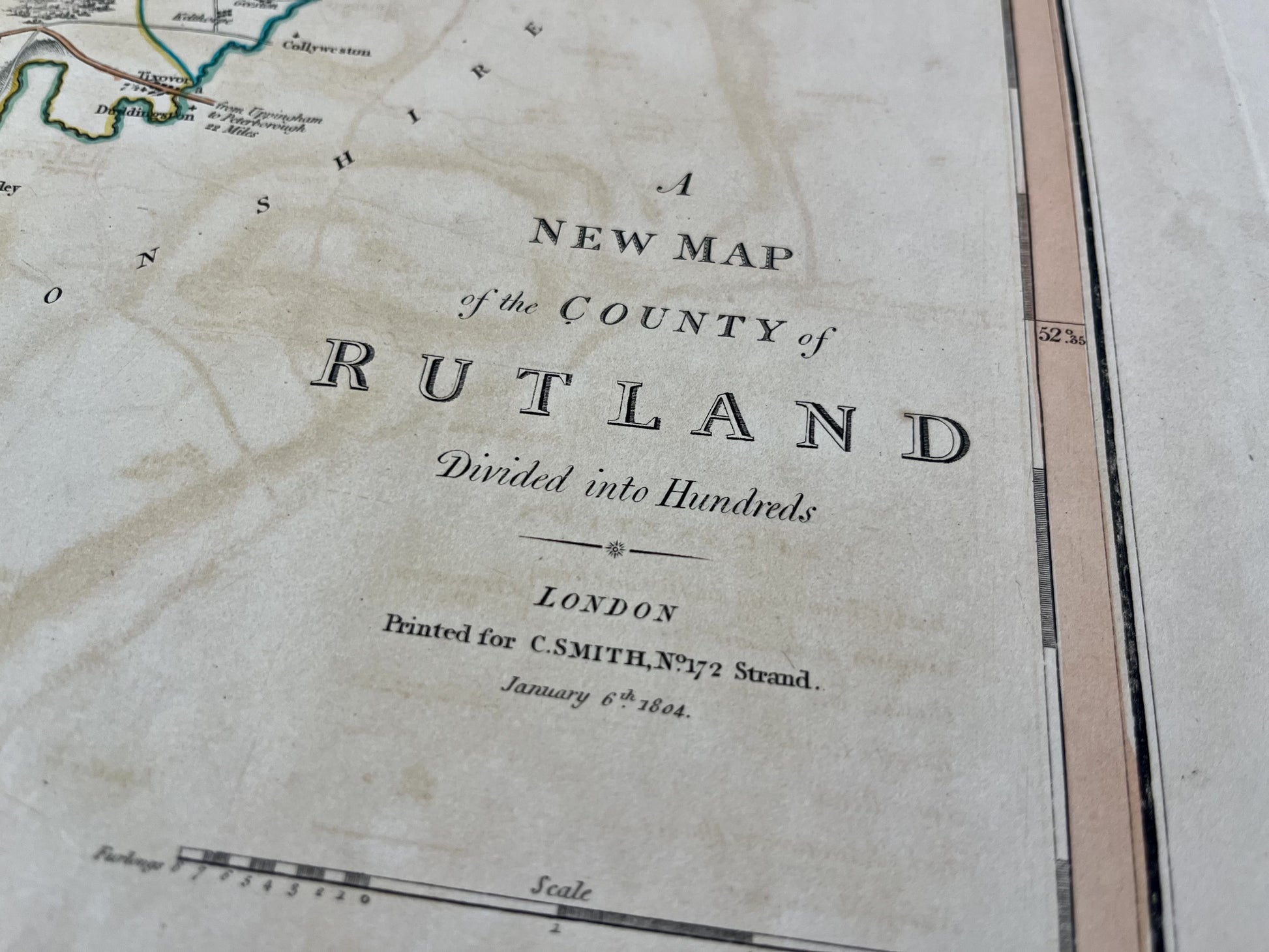 Old map Rutland county England