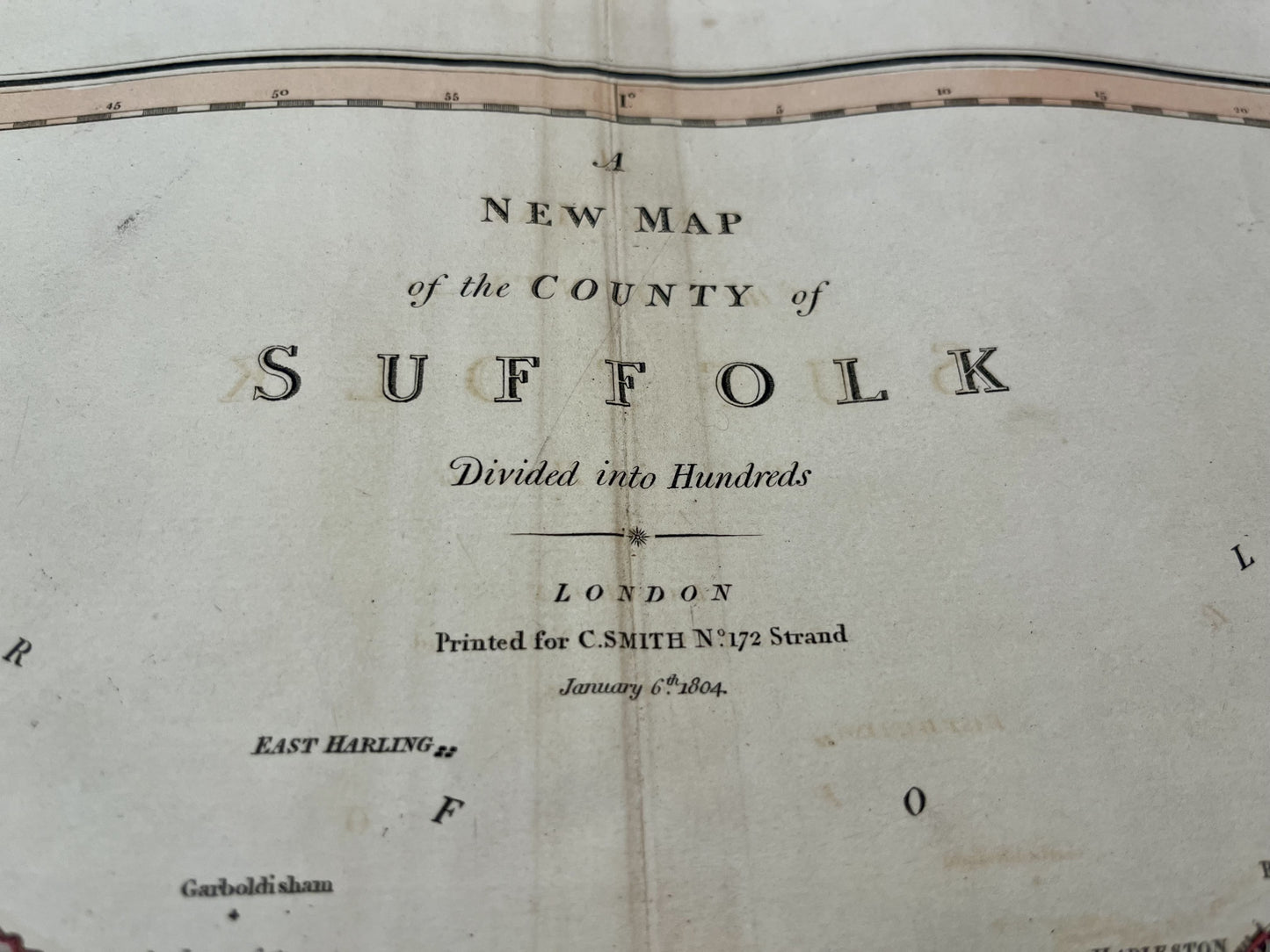 Old map Suffolk county England