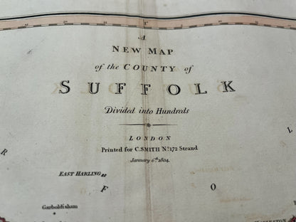 Old map Suffolk county England