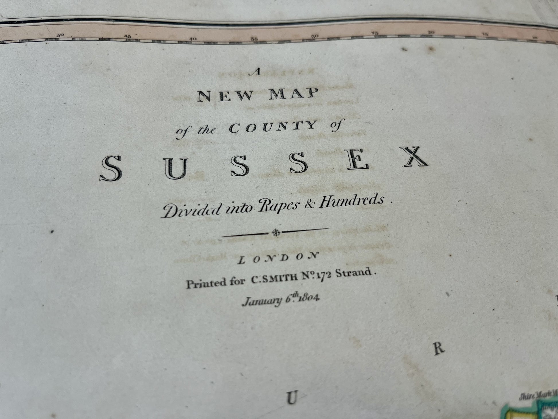 Old map Sussex county England