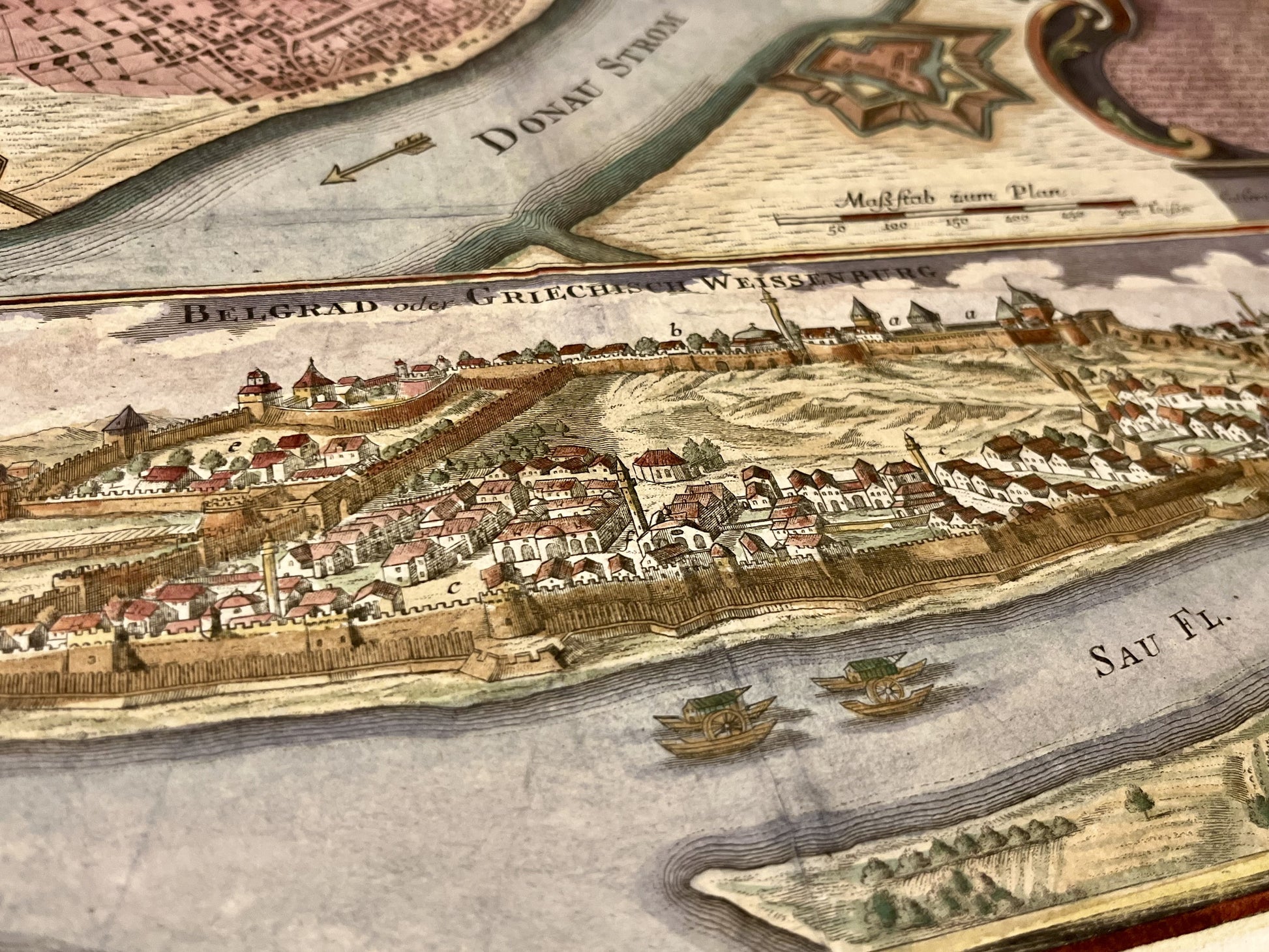 Plan ancien Belgrade vue d oiseau