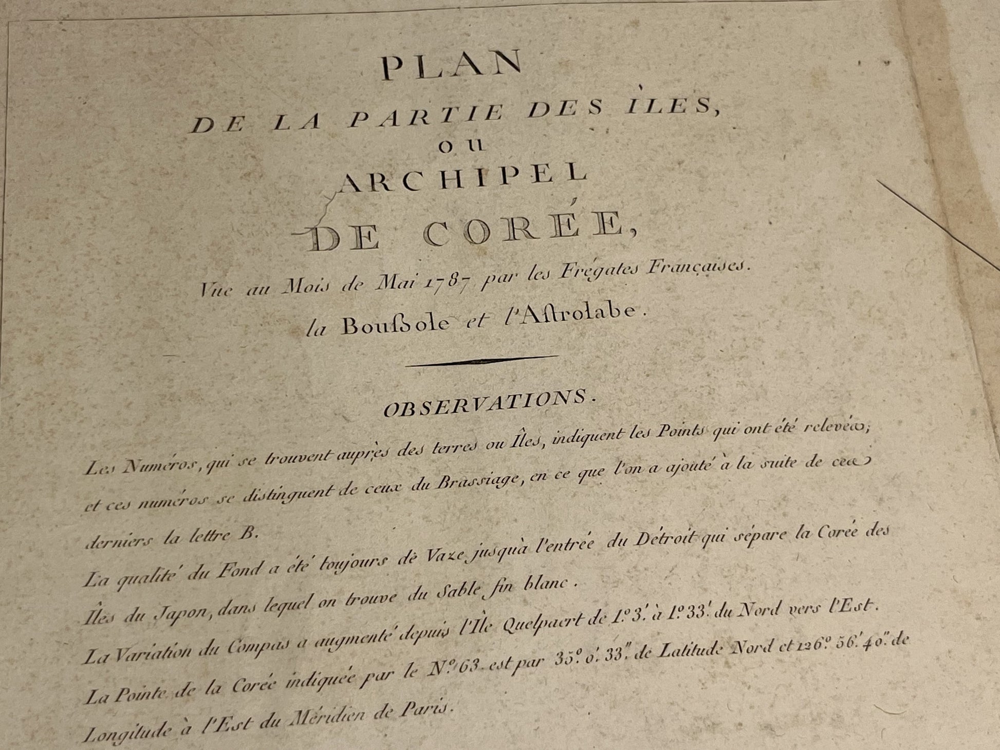 Plan ancien Coree Voyage la Perouse