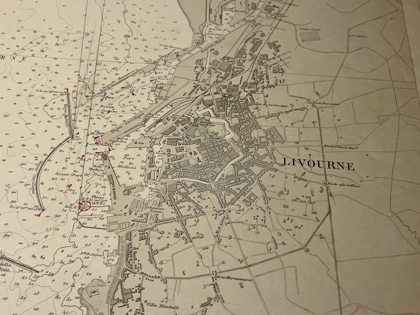 Plan ancien Livourne Italie