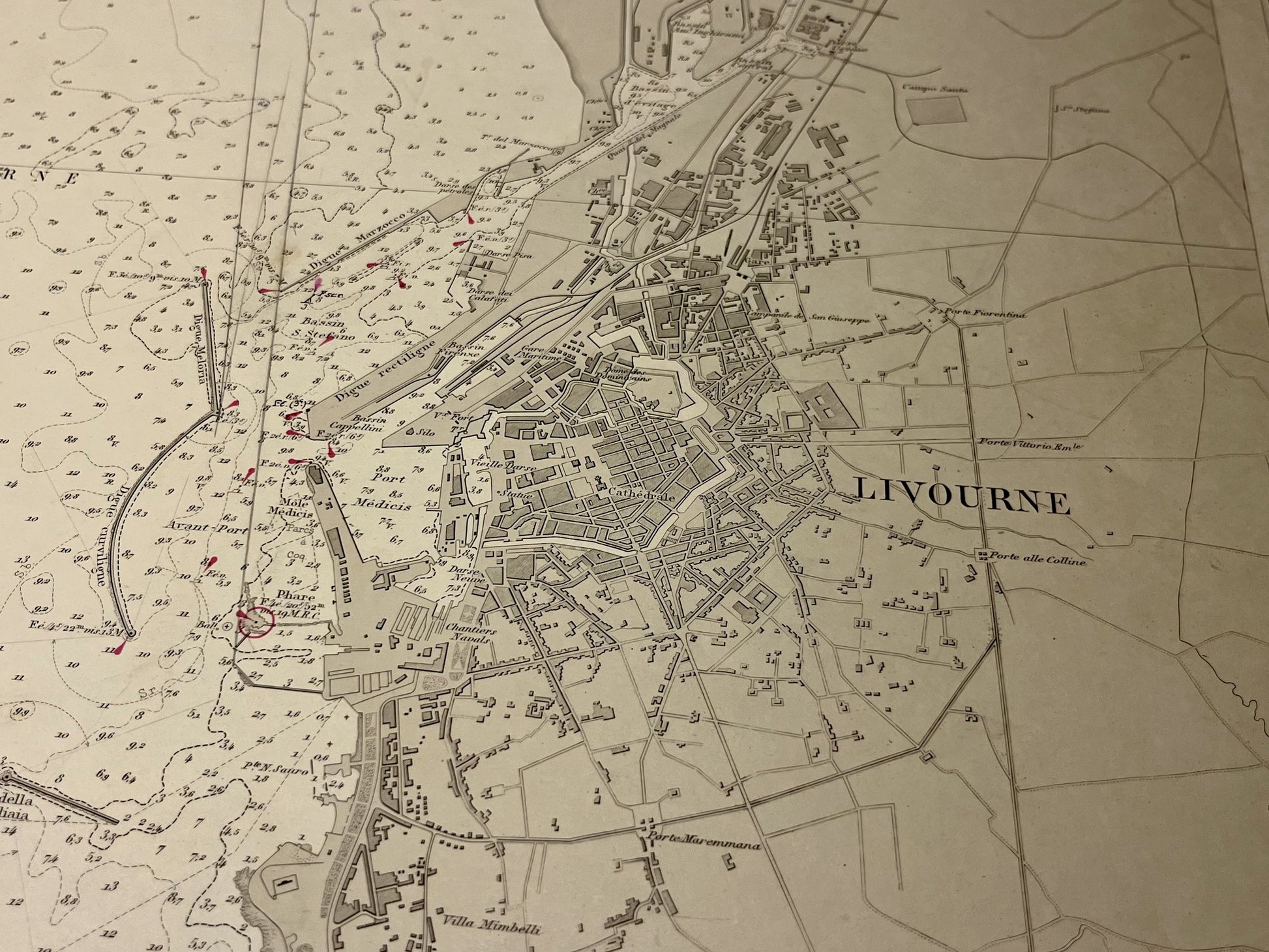 Plan ancien Livourne Italie