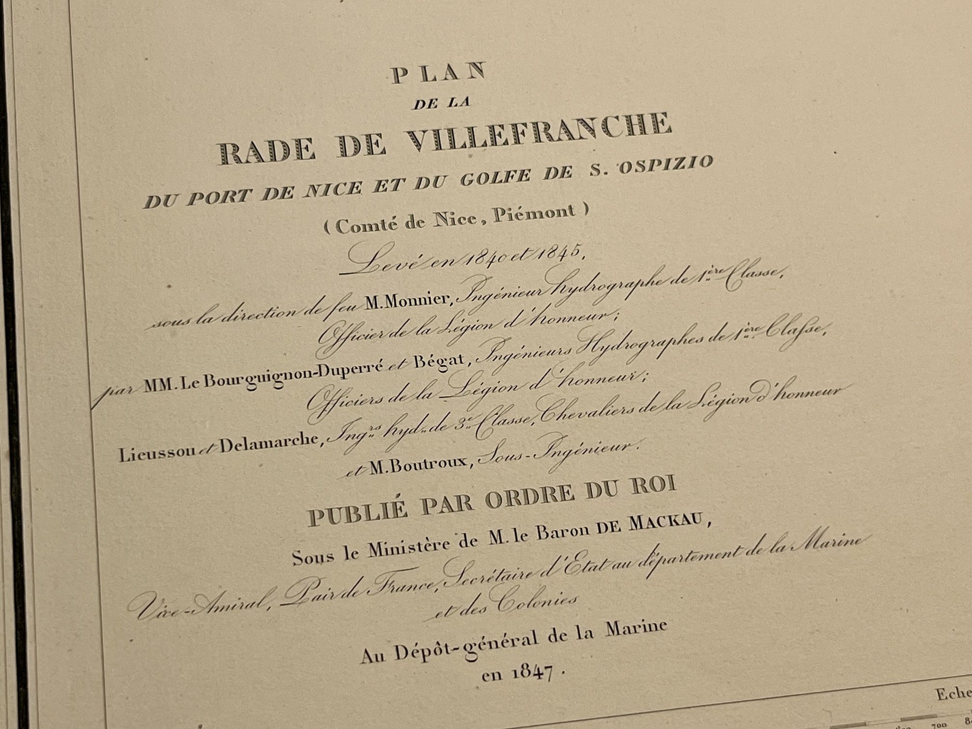 Plan ancien de la Rade de Villeranche et Port de Nice
