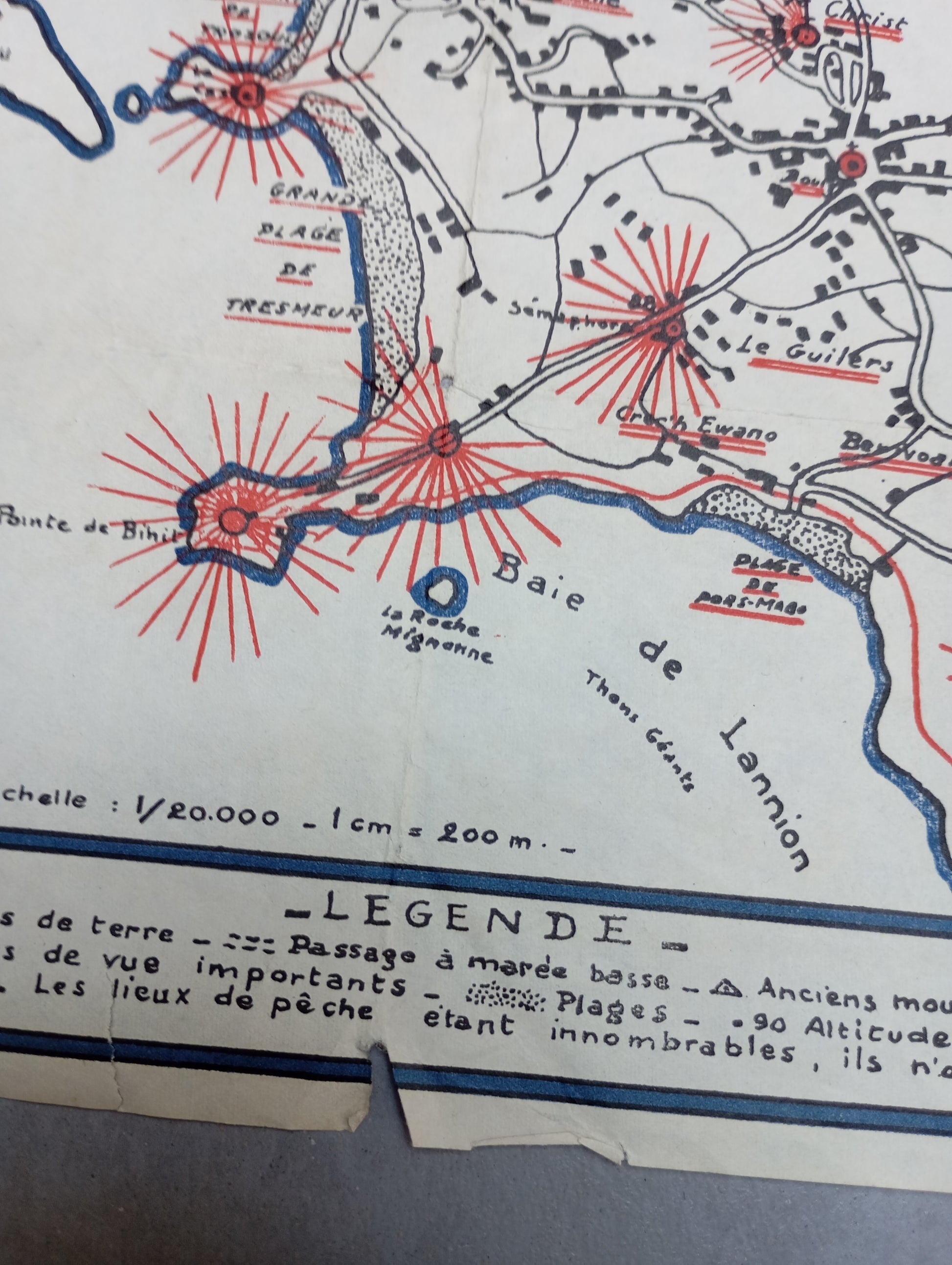 Plan ancien vintage trebeurden