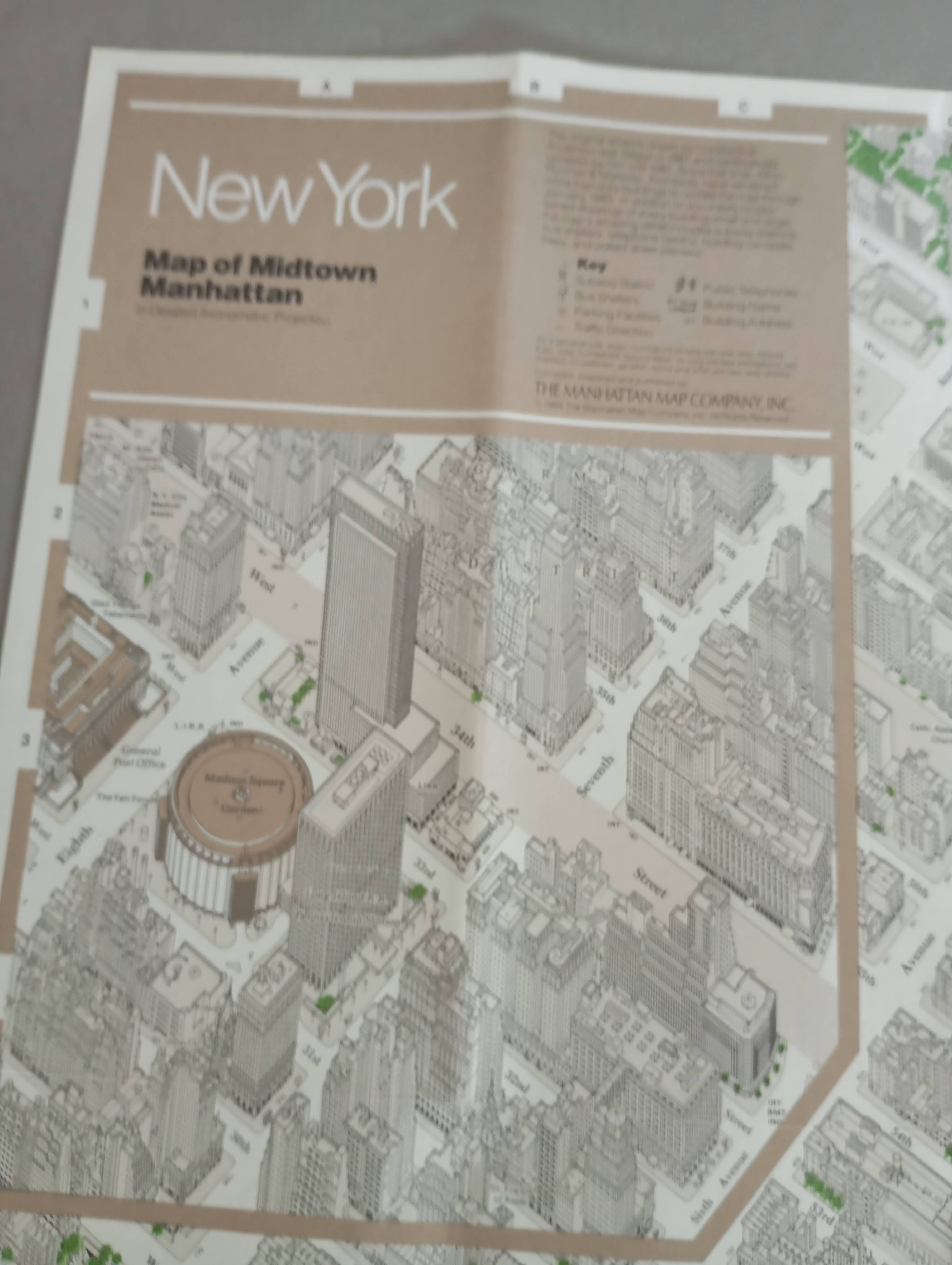 Vintage illustrated map of Midtown Manhattan, New York, by