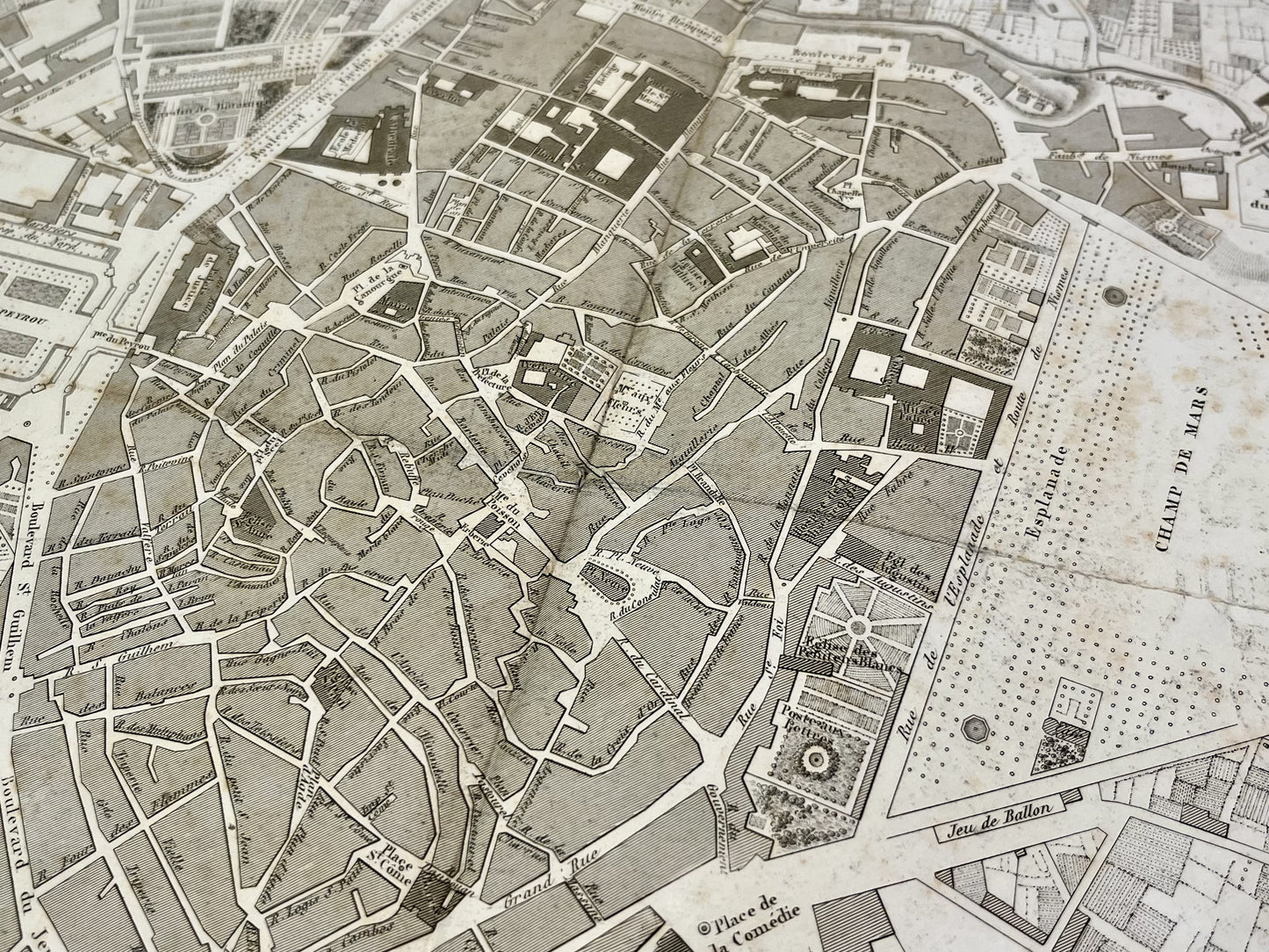 Plan topographique ancien Montpellier