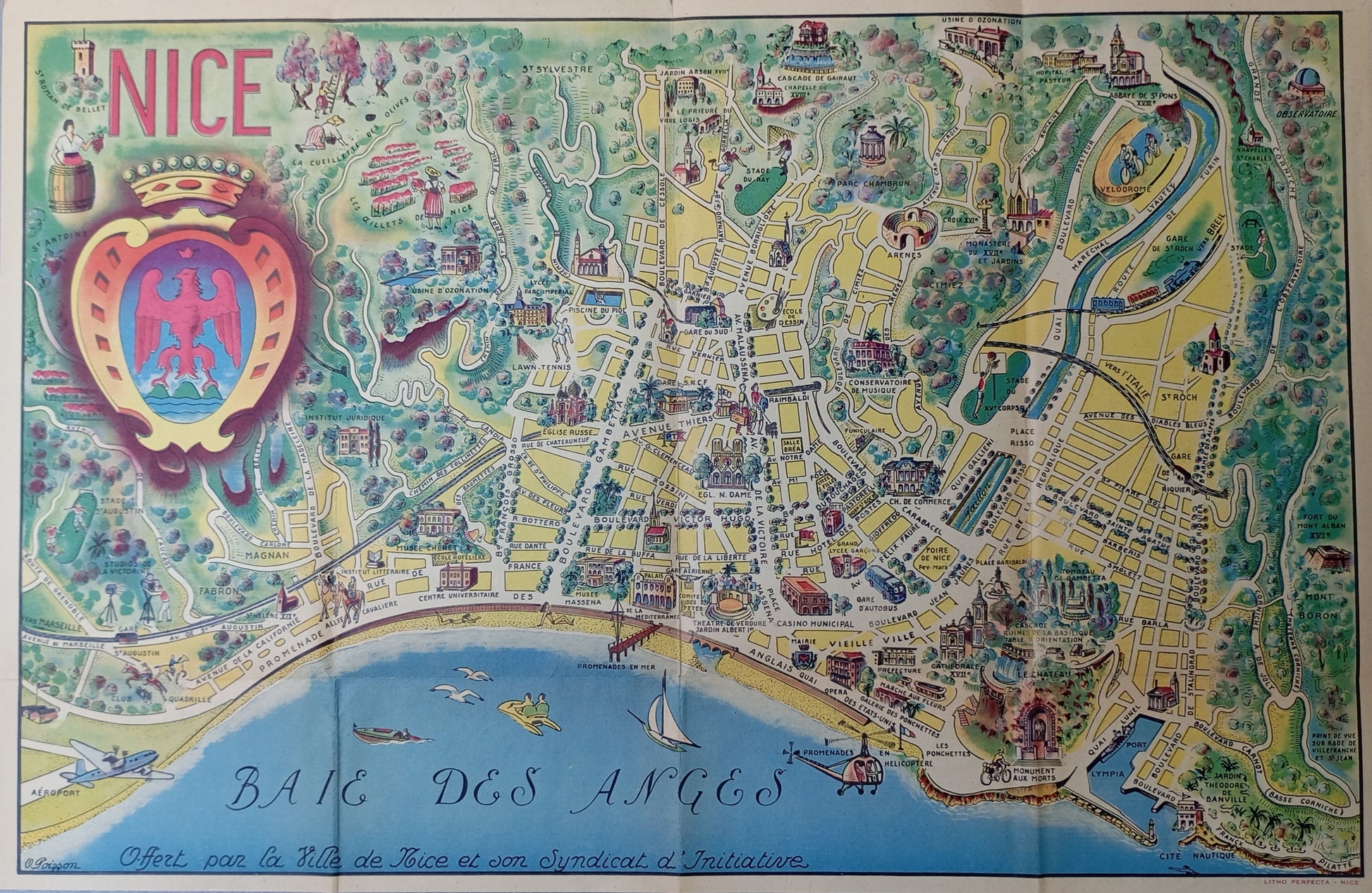 Plan touristique de Nice par O. Poisson
