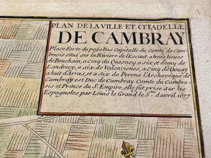 Plan ville et citadelle Cambrai