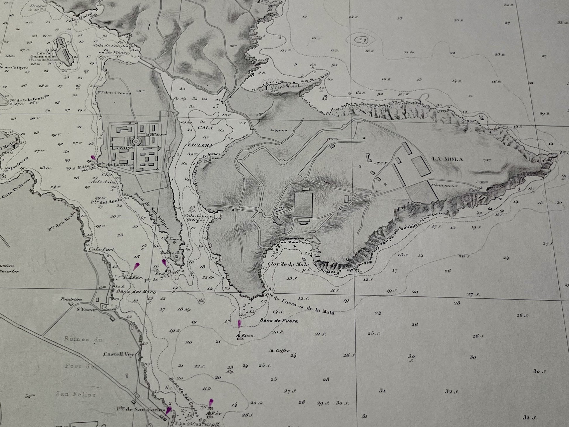 Port Mahon Baleares carte geographique ancienne