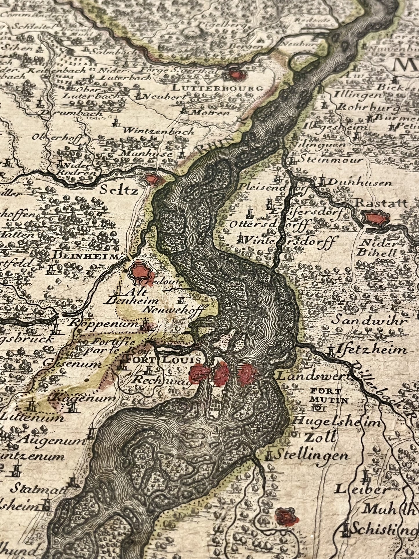 Rhin carte ancienne Seltz Port-Louis