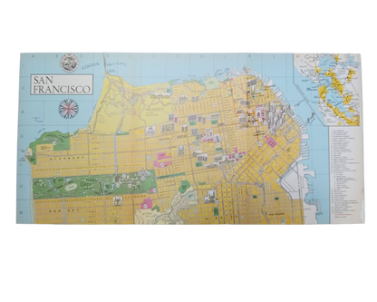 Plan pictural rétro et géographique de San Francisco - ca. 1980 - Vue du Golden Gate Park et de Downtown