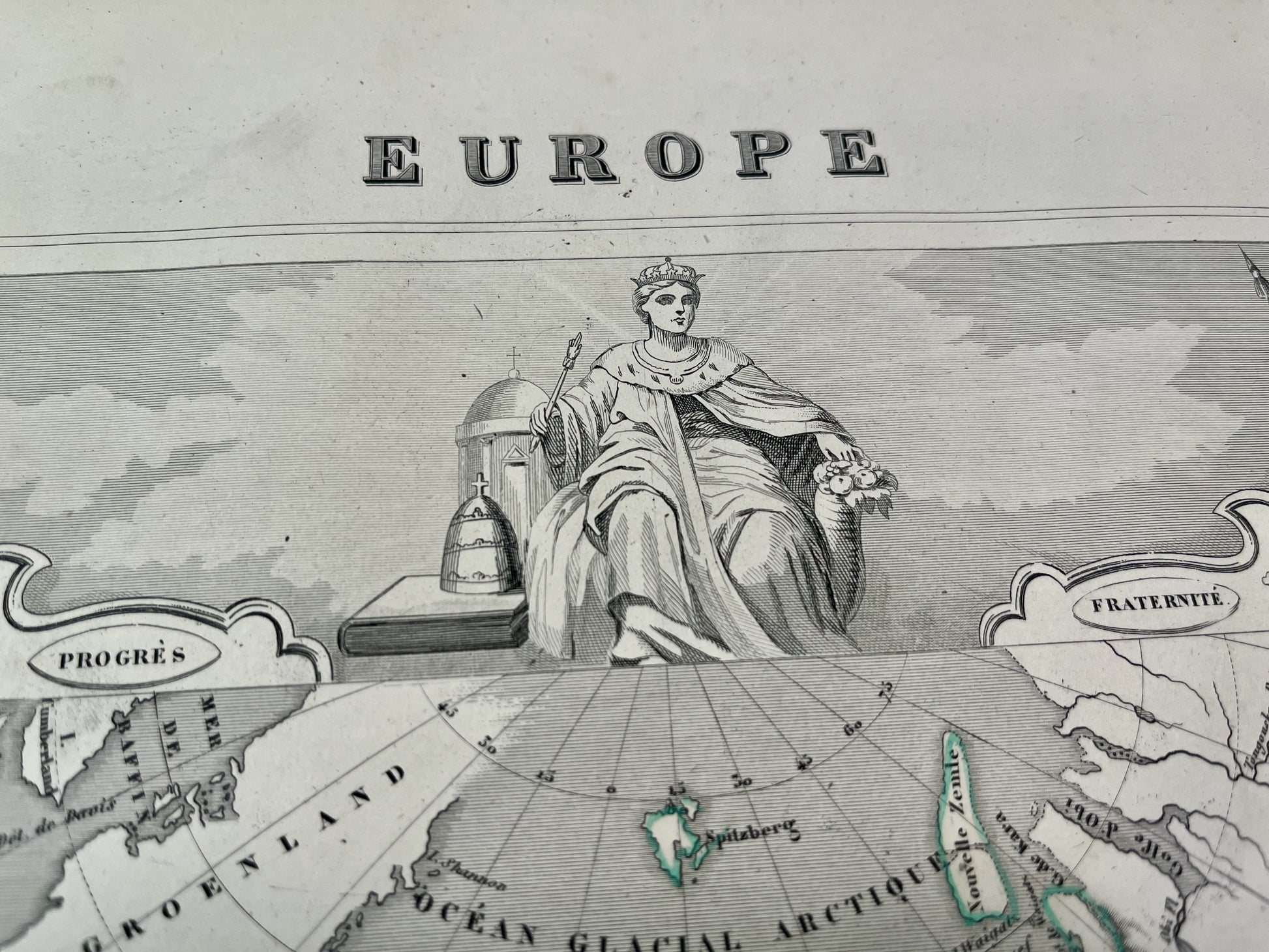 Gravure carte ancienne de l'Europe