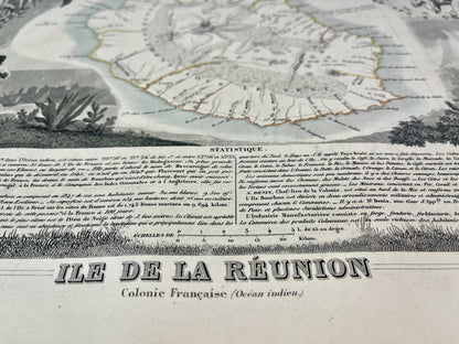 Gravure carte ancienne de la Réunion