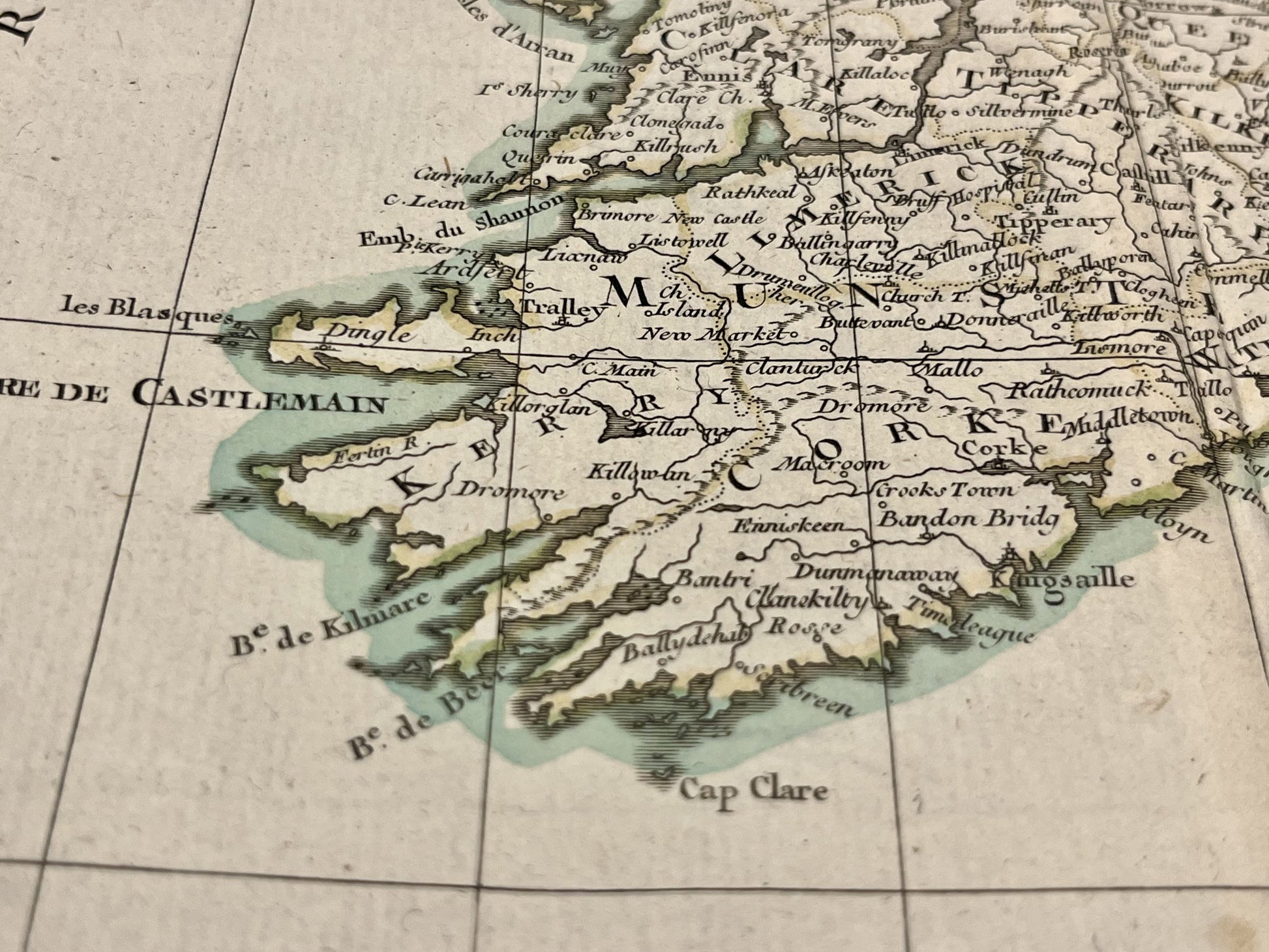 Vieille carte geographique Irlande