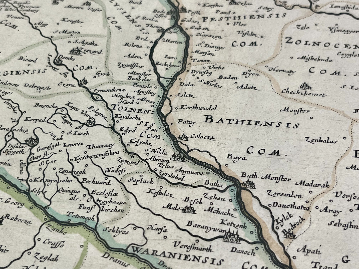 Vintage antique map Kingdom of Hungary