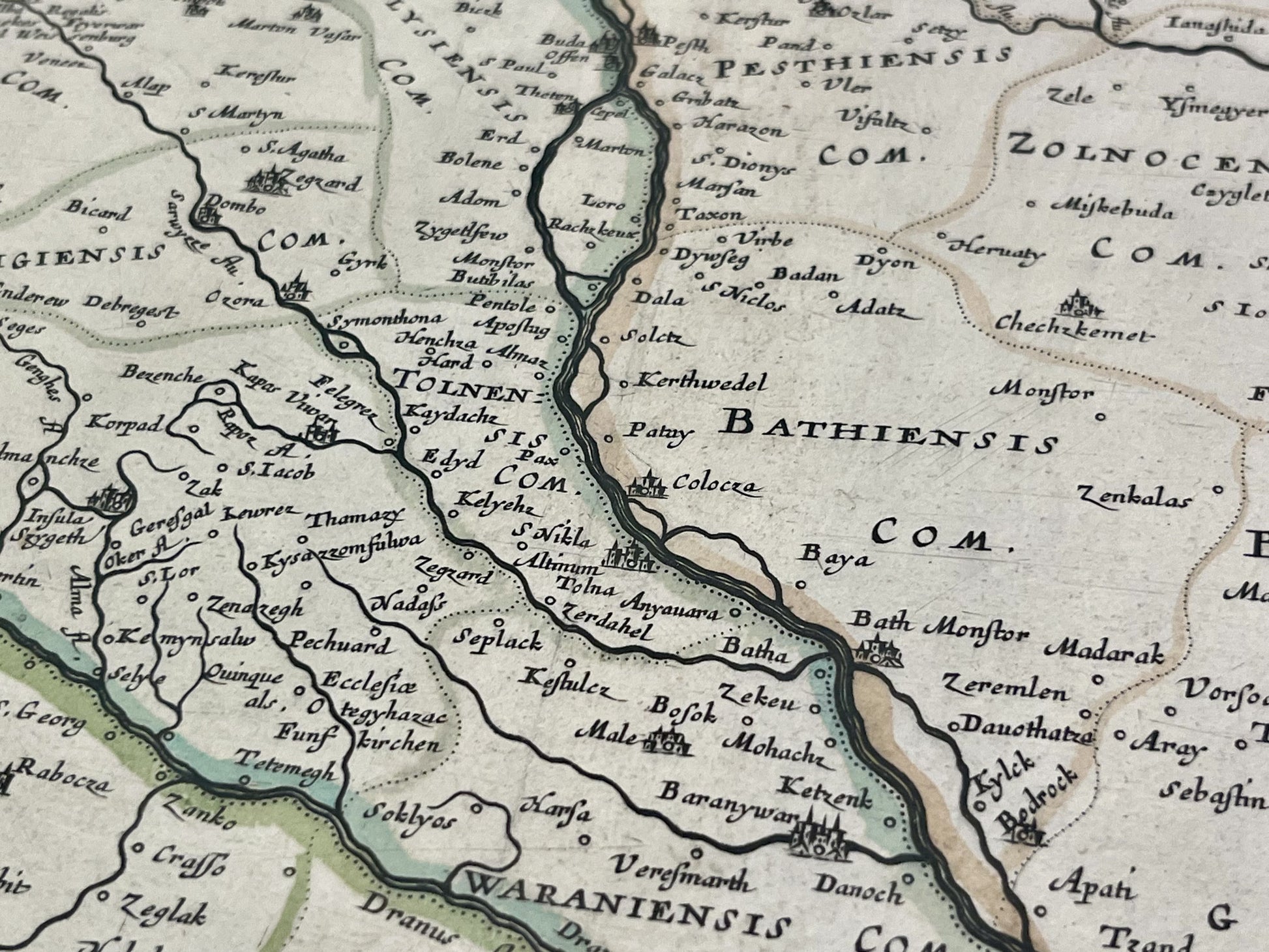 Vintage antique map Kingdom of Hungary