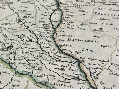 Vintage antique map Kingdom of Hungary