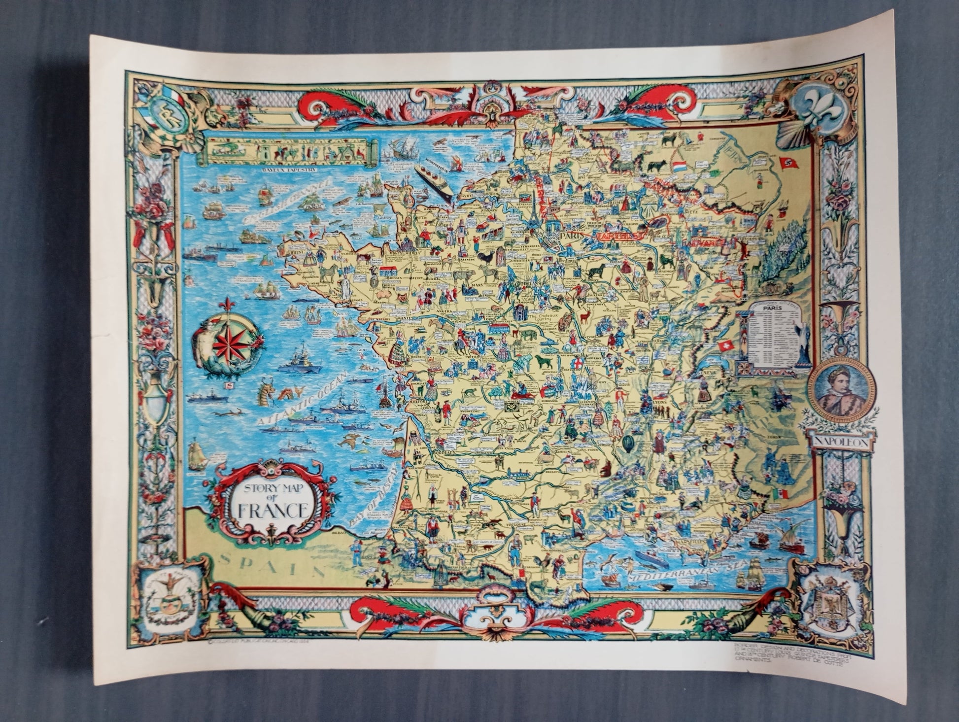 affiche carte ancienne france histoire