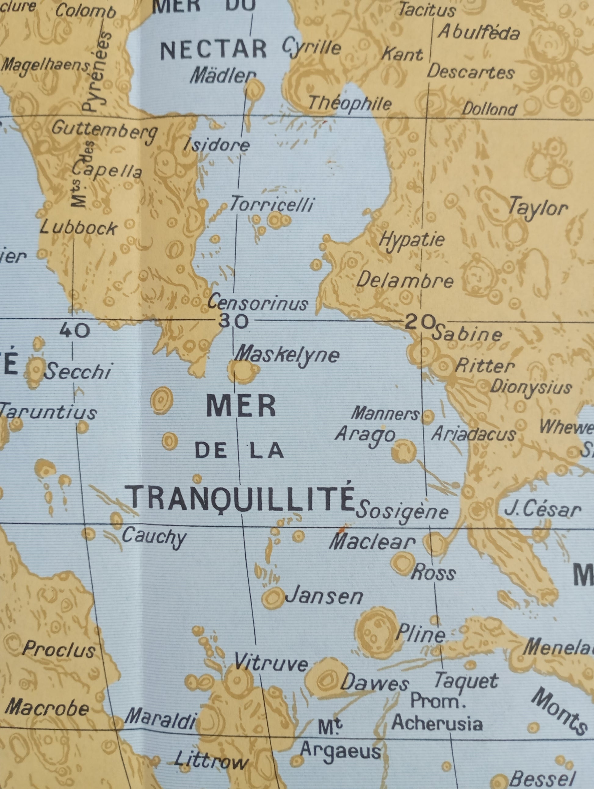 affiche carte lune ancienne