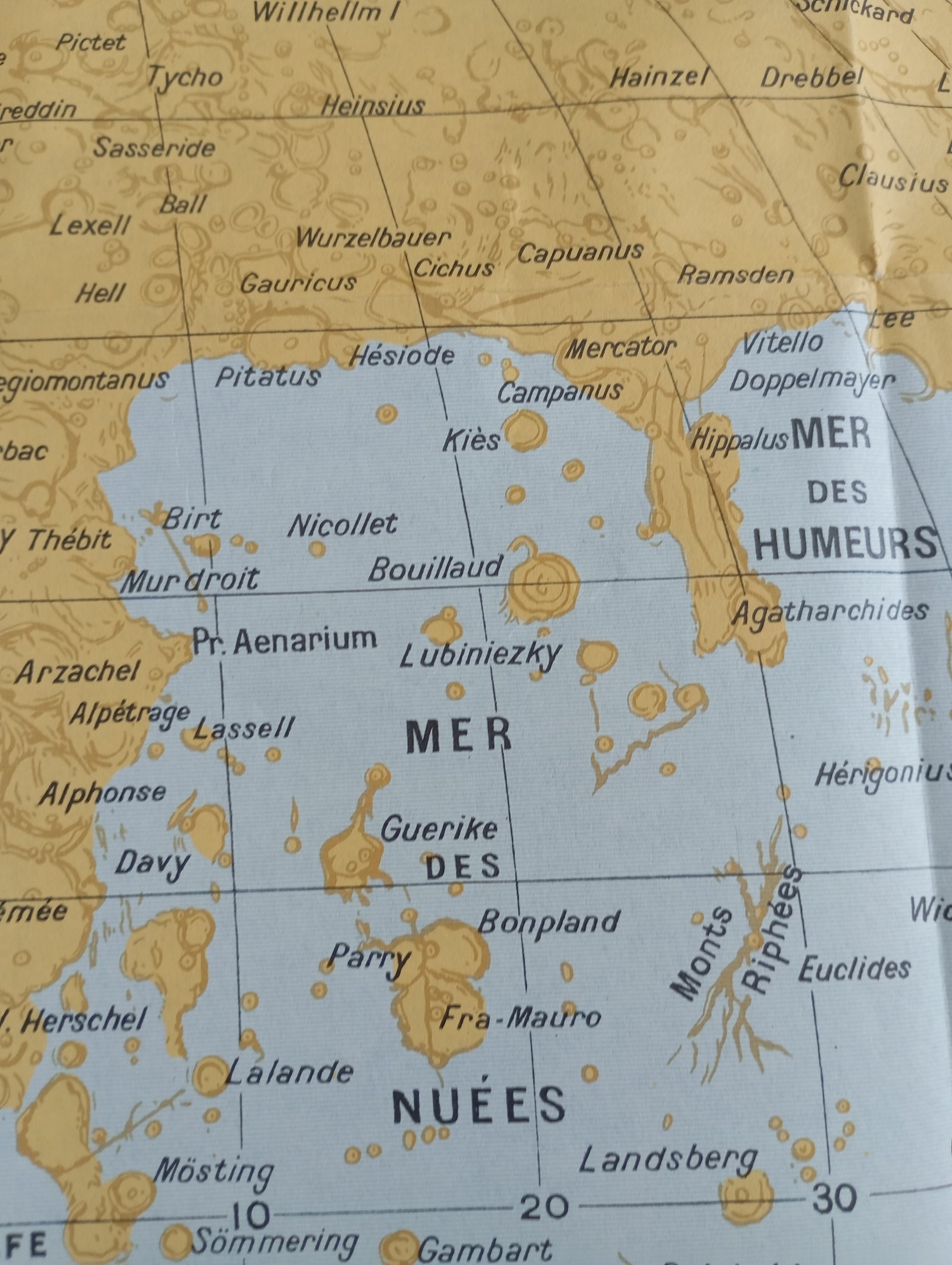 affiche carte lune ancienne vintage