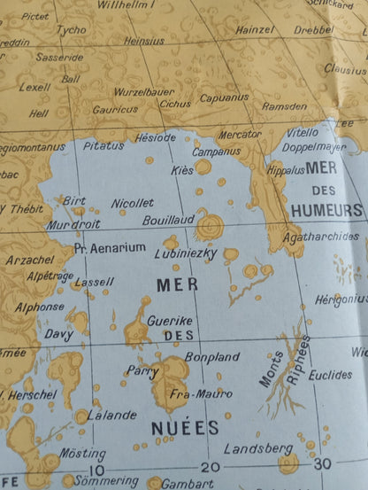 affiche carte lune ancienne vintage