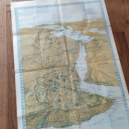 Détail de la zone centrale de la carte autour d'Addis Ababa, mettant en évidence le relief montagneux et les cours d'eau.