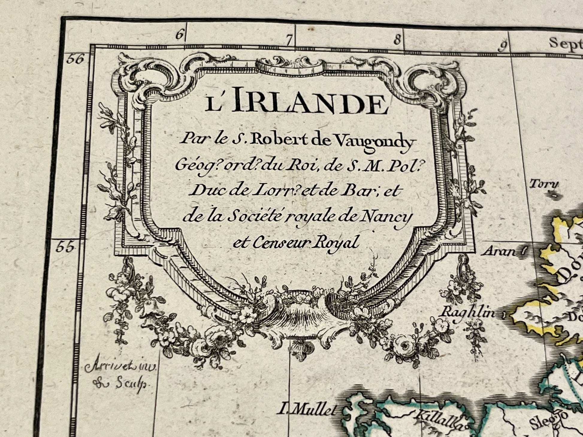 carte Irlande par Robert de Vaugondy