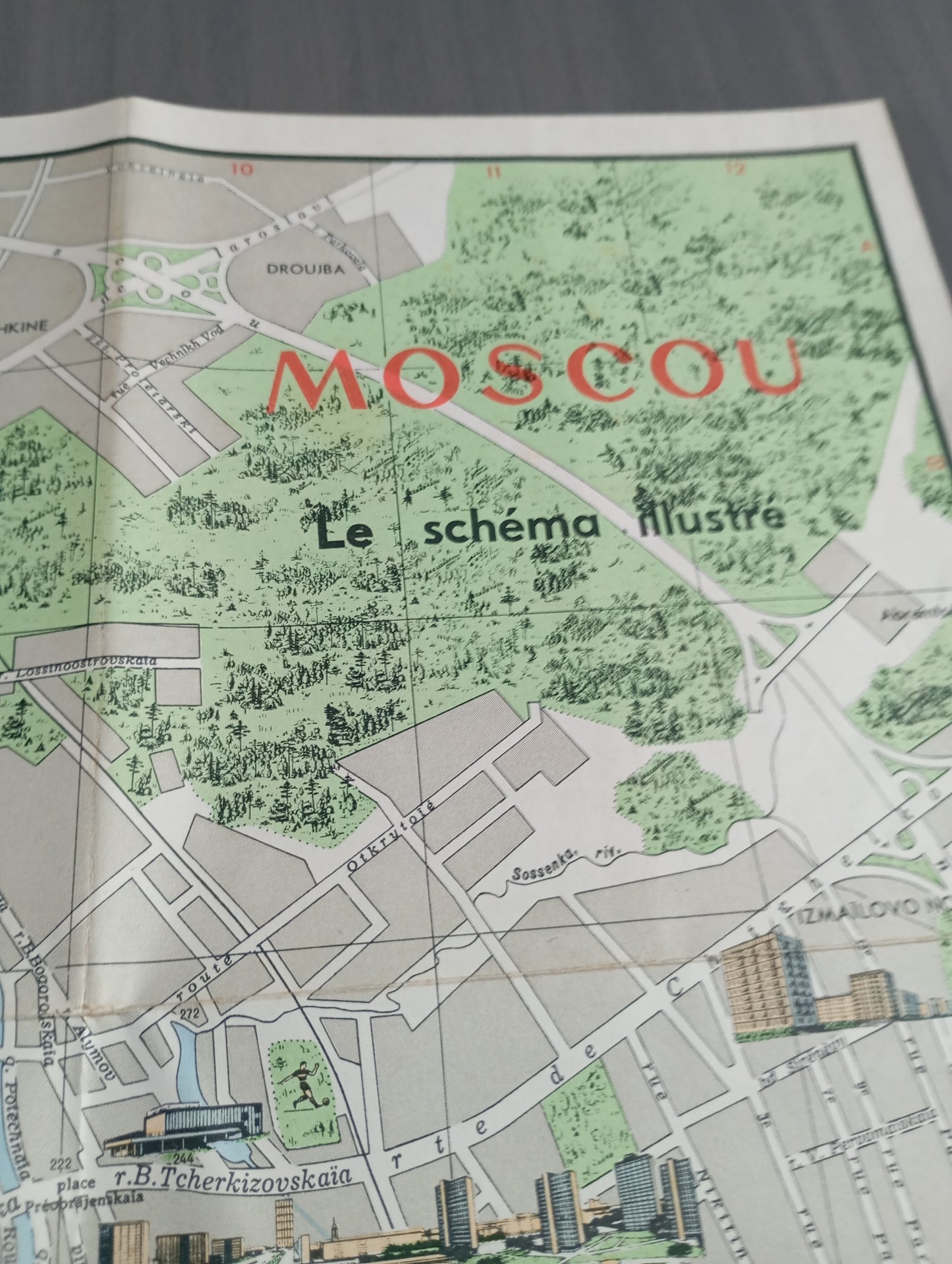 carte affiche vintage moscou monumentale