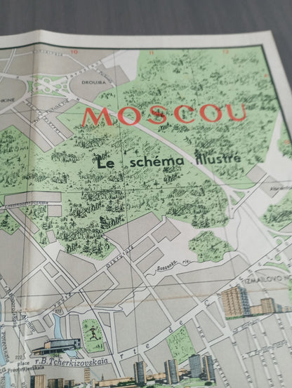 carte affiche vintage moscou monumentale