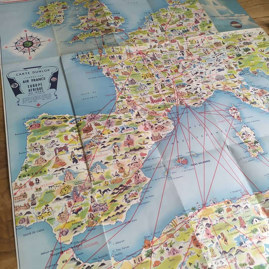 carte air france europe ancienne