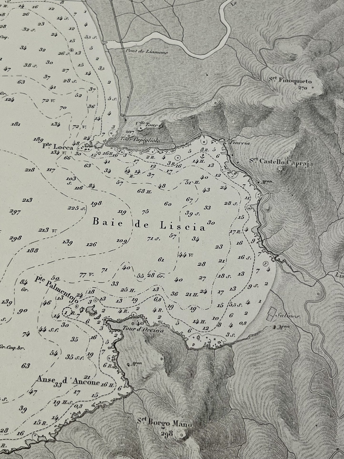 Carte Marine ancienne du Cap de Feno au Cap Rosso