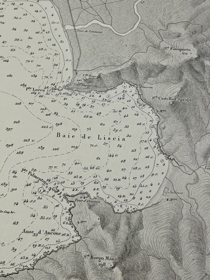 Carte Marine ancienne du Cap de Feno au Cap Rosso