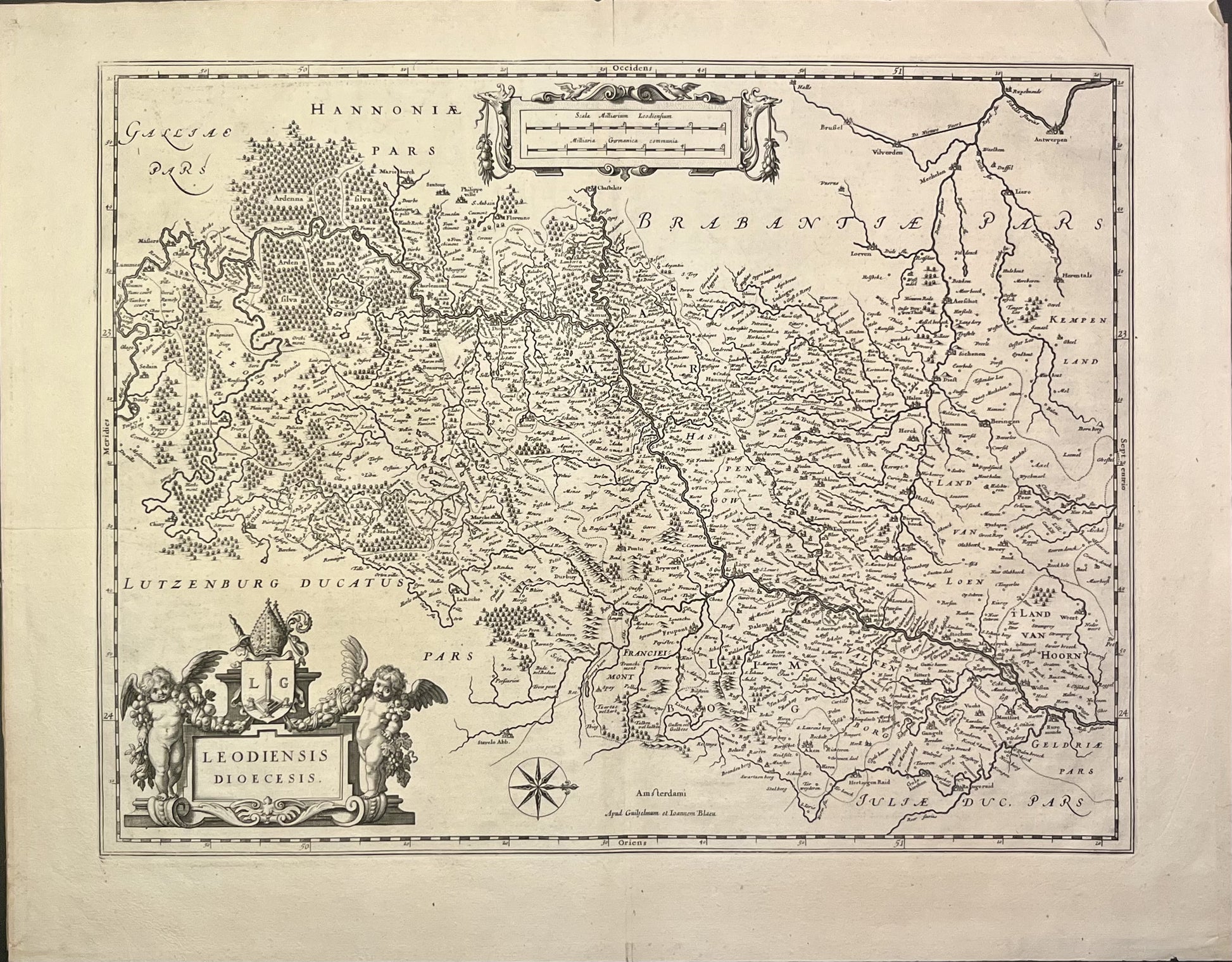 carte ancienne diocese Liege par Blaeu