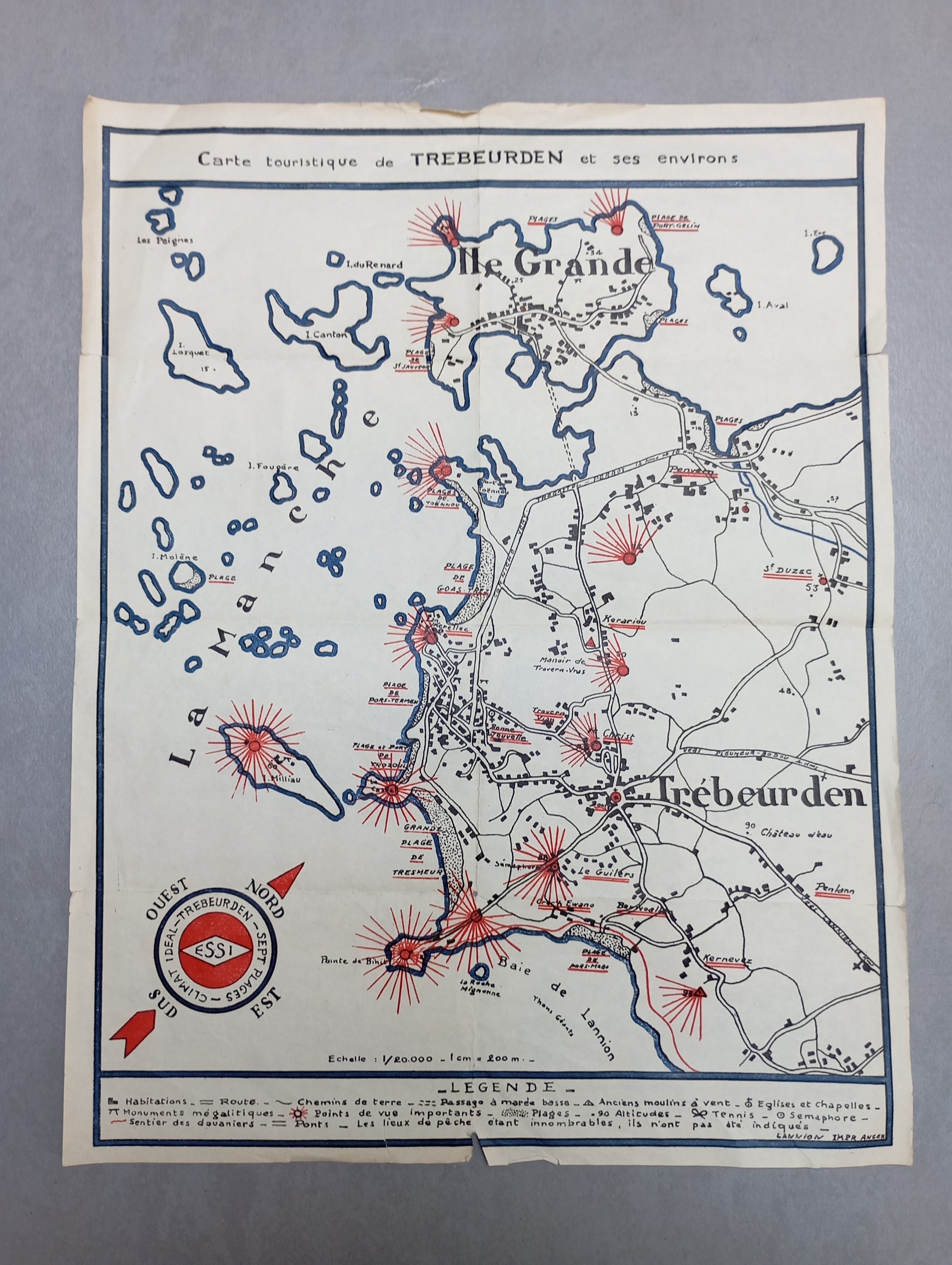 carte ancienne vintage trebeurden