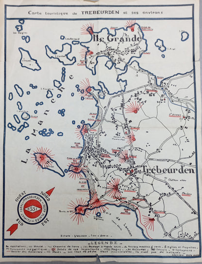 carte bretagne trebeurden vintage