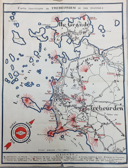 carte bretagne trebeurden vintage