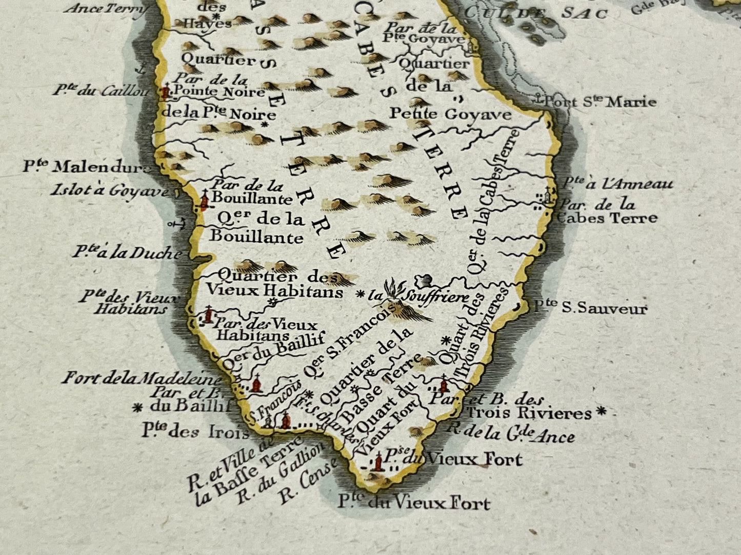 carte geographique ancienne Basse Terre Guadeloupe