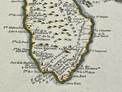 carte geographique ancienne Basse Terre Guadeloupe