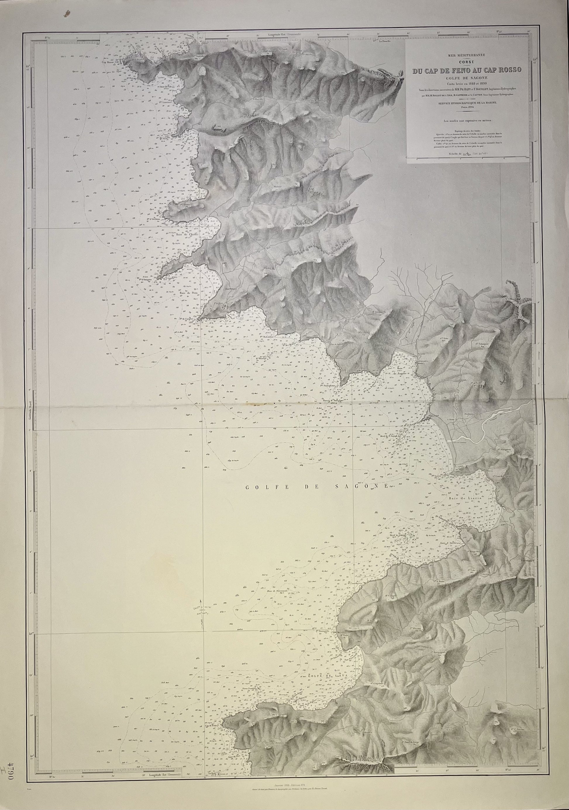 carte geographique ancienne Golfe Sagone Corse