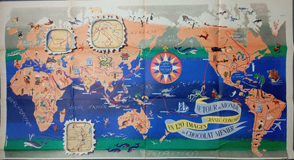 carte picturale monde  old map pictorial map carte scolaire 