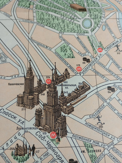 carte plan vintage moscou
