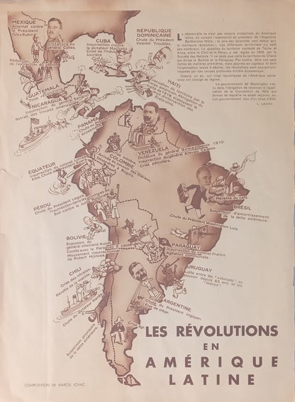 carte vintage Amérique latine et du sud