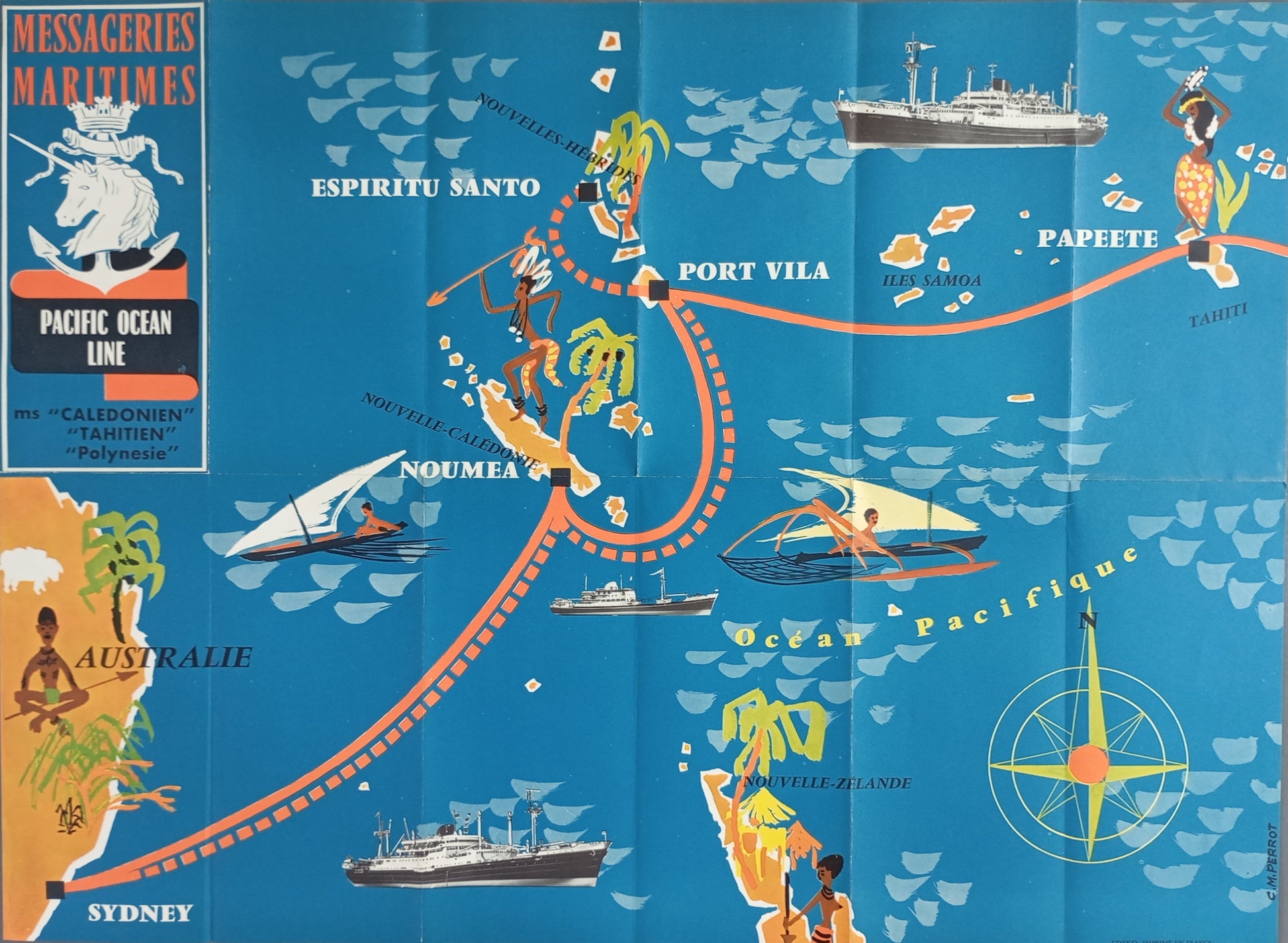 carte vintage messaerie maritime 