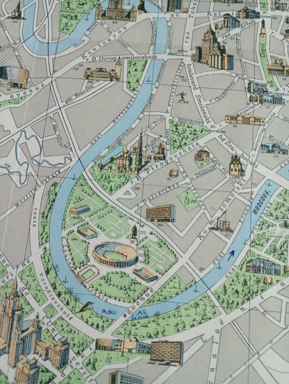 carte vintage moscou monumentale