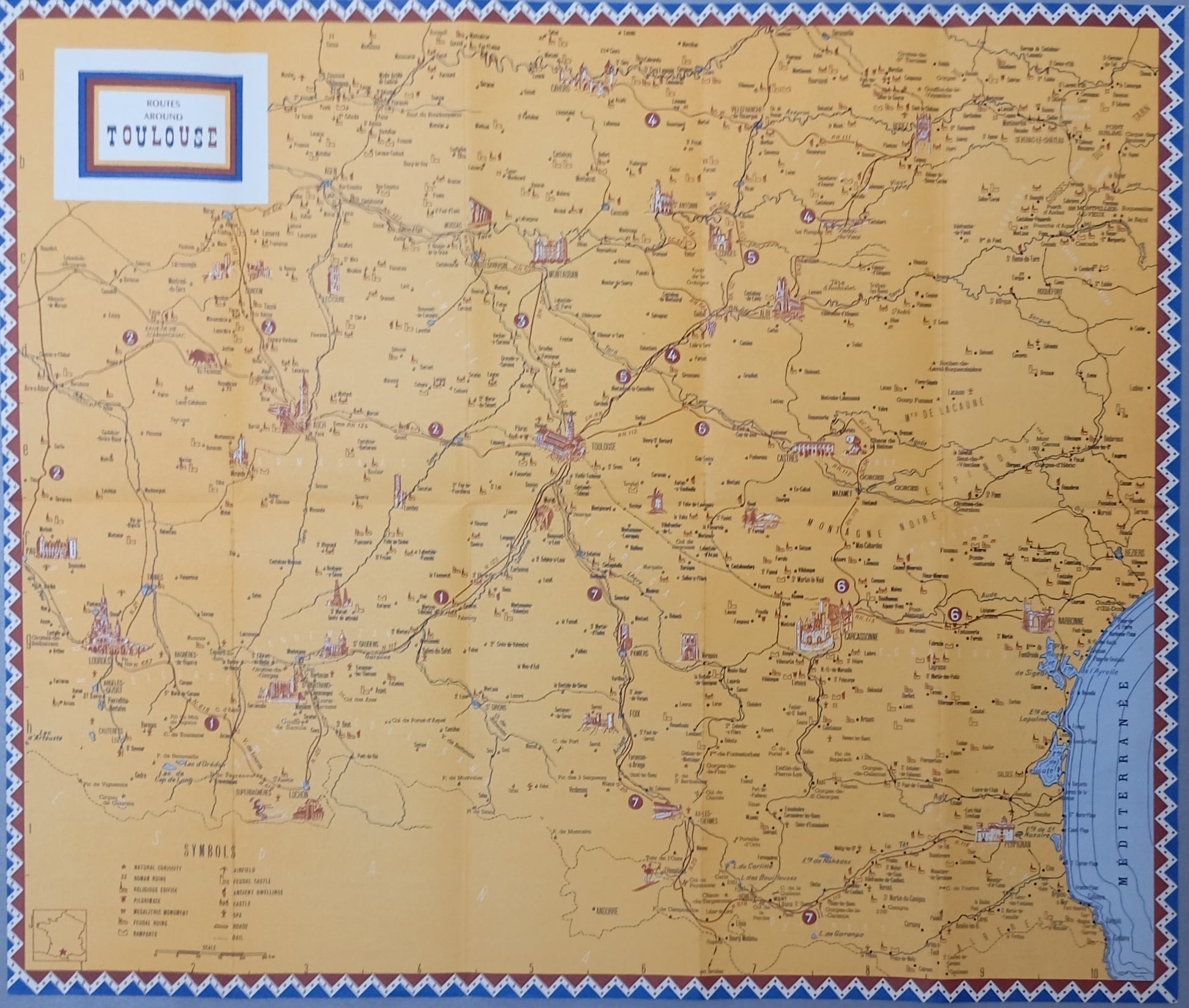 carte vintage region toulouse