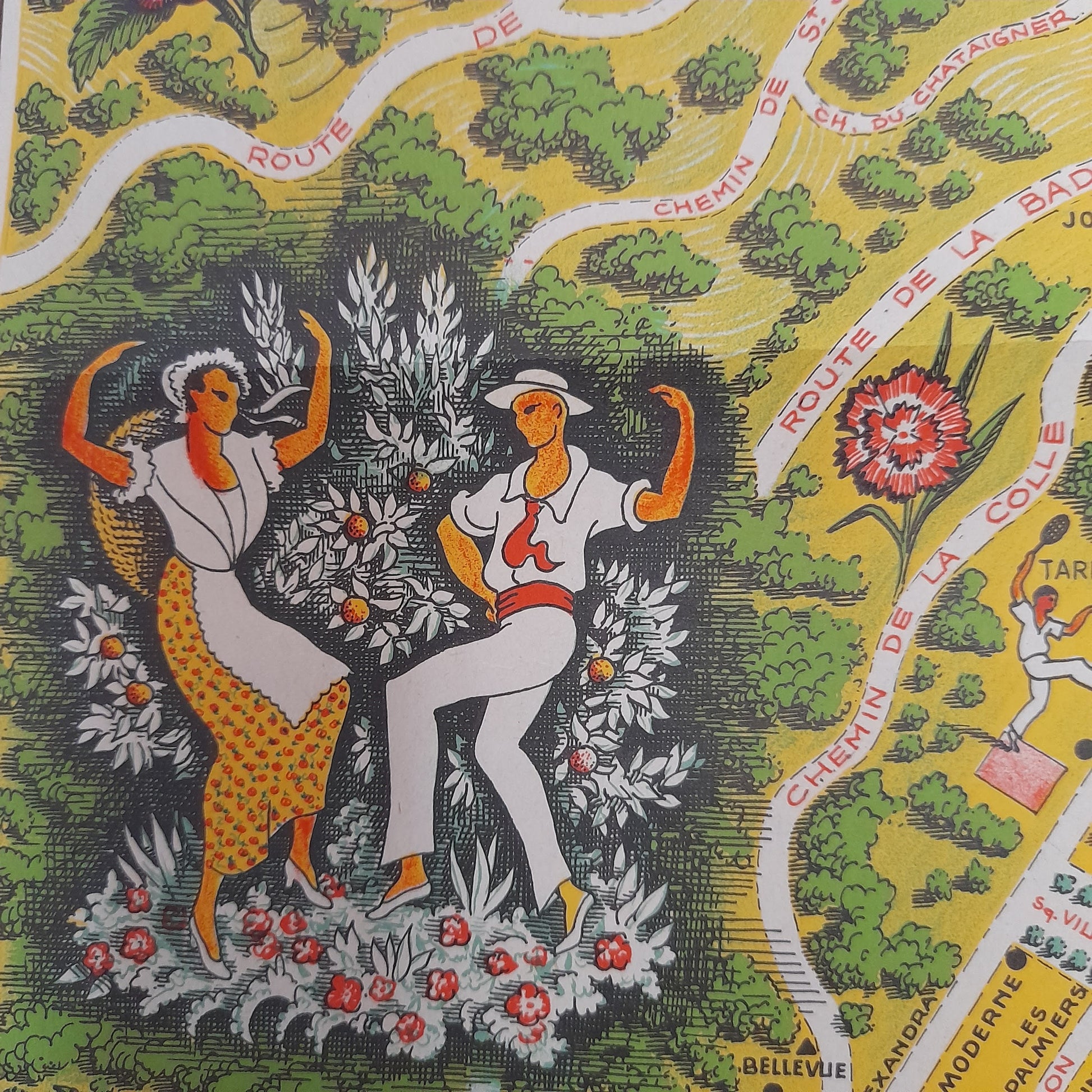 danseur map carte ancienne juan les pins 