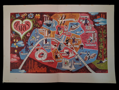 carte ancienne de paris par Lucien Boucher Pictorial map Lucien Boucher Paris 